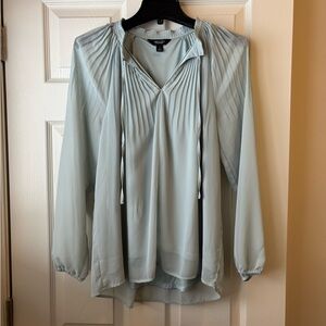 Elegant Pleated Blouse in Light Green